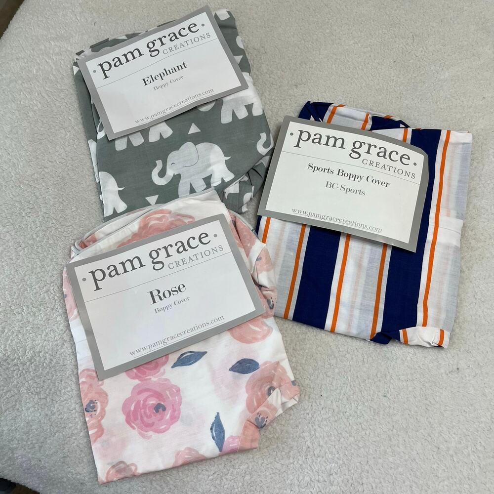 Pam Grace‎ Boppy Covers New Bundle of 3( Elephant, Sports, Floral) Zipper